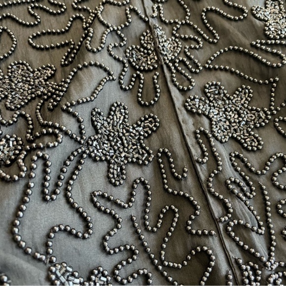 Vintage Black Fully Beaded Silk Basque Waistline Bodice Blouse - Picture 8 of 11